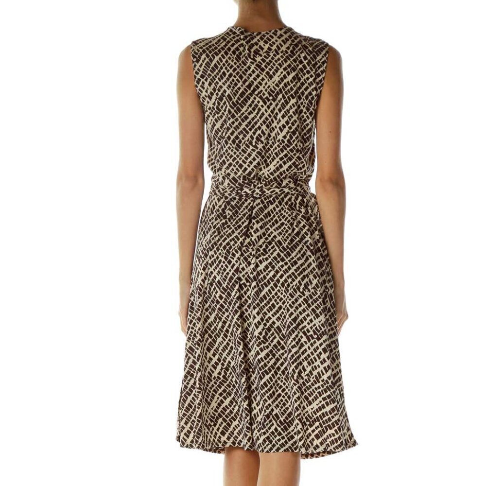 Charter Club Brown and Beige Printed Wrap Dress - Picture 3 of 3
